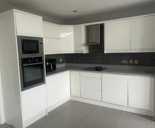 Fitted kitchen cabinets. Quartz worktop and Island