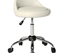 Work stool swivel stool rolling stool, height-adjustable, swivel seat, 50 cm x 50 cm x 83 cm, White