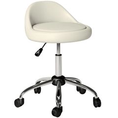 Work stool swivel stool rolling stool, height-adjustable, swivel seat, 50 cm x 50 cm x 83 cm, White