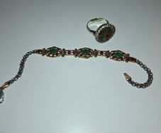 Handmade Ruby Sterling Silver Jewellery Set, Turkish Design
