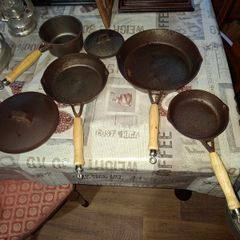 Beautiful Old 3 Cast Iron Skillet Pans and  Lidded Saucepan also 1 Lid for Skillet Pan Postage Available