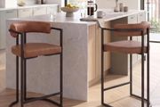 Bar Stools Set of 2 Breakfast Bar Stools PU Leather with Metal Frame Brown