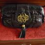 Mischa Barton Black Soft Faux Croc Clutch Evening Bag With Copper tone Hardware & Wristlet. Size Medium. In Super Condition. Image 5
