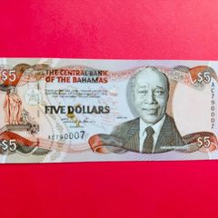 Bahamas   5  DOLLARS  2001  . Pick  63b.  Uncirculated