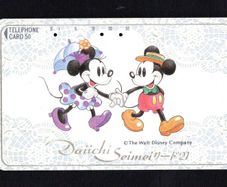 Japan 50 unit The Walt Disney Co. Dai-ichi Seimei Hoken (Dai-ichi Life). Min Mouse and Mickey mouse Cartoon characters (Tamura) Phonecard