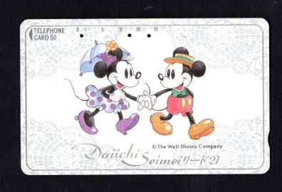 Japan 50 unit The Walt Disney Co. Dai-ichi Seimei Hoken (Dai-ichi Life). Min Mouse and Mickey mouse Cartoon characters (Tamura) Phonecard