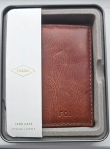 Brand New Fossil Mens Slim Wallet Cognac Brown credit card