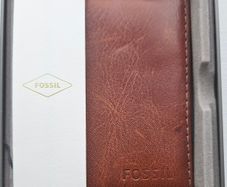 Brand New Fossil Mens Slim Wallet Cognac Brown credit card