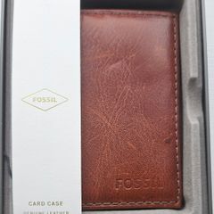 Brand New Fossil Mens Slim Wallet Cognac Brown credit card
