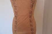 BNWT Naanaa Storm brown suede imitation mini dress size UK8 EU36 Postage included
