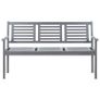 3-Seater Garden Bench 150 cm Grey Solid Eucalyptus Wood Image 3