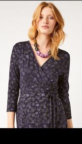 White Stuff wrap dress navy 12 BNWT