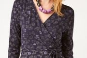 White Stuff wrap dress navy 12 BNWT
