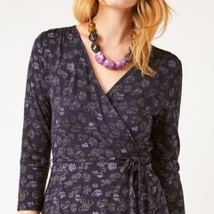 White Stuff wrap dress navy 12 BNWT