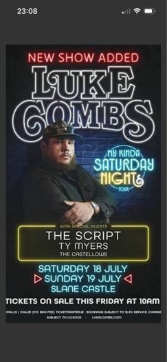 2 Luke combs tickets gold circle were 176 euro