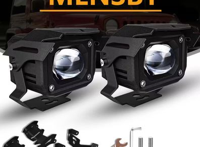 Two Lights, 3-Inch Auxiliary Motorcycle Lights with White Illumination, High Lumens,