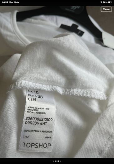 top Bnwt topshop 100% cotton frilled detail top/ tshirt