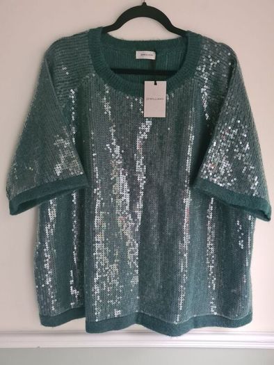 Womens Rd Williams Emerald Green Sequin Short Sleeve Jumper Sweater Size Uk 20-22  Eu 48-50 Brand New Bnwt