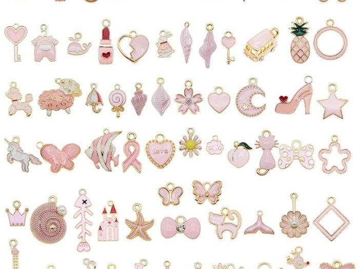 20 Pack Pink Enamel Paint Metal Charms Bulk Handmade Earrings Bracelets Necklaces Pendants Findings DIY Arts Projects Jewellery Making (FREE POSTAGE)