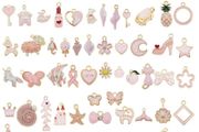 20 Pack Pink Enamel Paint Metal Charms Bulk Handmade Earrings Bracelets Necklaces Pendants Findings DIY Arts Projects Jewellery Making (FREE POSTAGE)