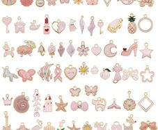 20 Pack Pink Enamel Paint Metal Charms Bulk Handmade Earrings Bracelets Necklaces Pendants Findings DIY Arts Projects Jewellery Making (FREE POSTAGE)