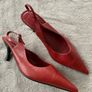 Vintage red sling back shoes. Image 4