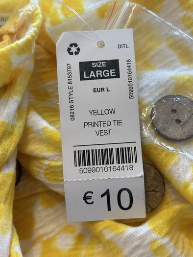 Brand-new Yellow and White Ladies Summer Top from Dunnes Stores
