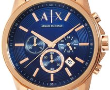 Armani Exchange AX2508 Rose Gold Plated Brown Leather Strap Watch