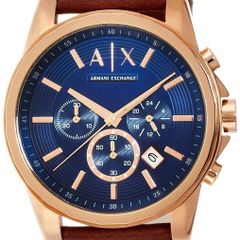 Armani Exchange AX2508 Rose Gold Plated Brown Leather Strap Watch