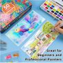 Watercolour Paint Set 50 Colors in Portable Box Including 4 Fluorescent Colors, Travel Watercolour Set with brushes and other Tools, Idea for Artists and Hobbyists Image 5