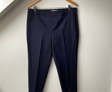 Hobbs Navy Cropped Cotton  Trousers