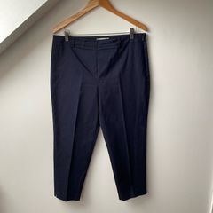 Hobbs Navy Cropped Cotton  Trousers