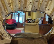 Vintage Art Deco Frameless Oval Bevelled Mirror 69x40cm