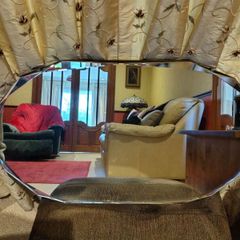Vintage Art Deco Frameless Oval Bevelled Mirror 69x40cm