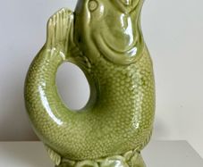 jug Vintage Staffordshire Green Fish Glug Jug 20cm Made in England