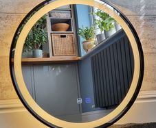 LED Bathroom Mirror Black Frame Antifog Defogger