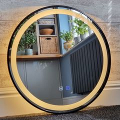 LED Bathroom Mirror Black Frame Antifog Defogger