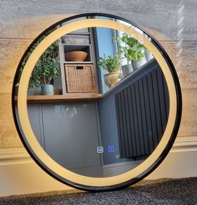 LED Bathroom Mirror Black Frame Antifog Defogger