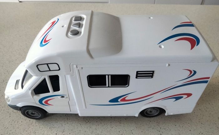 Toy Campervan - White with blue and red decals