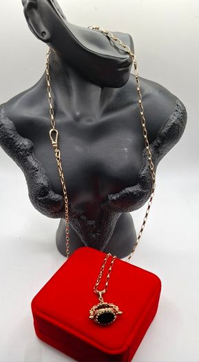 9ct yellow gold spinning fob necklace