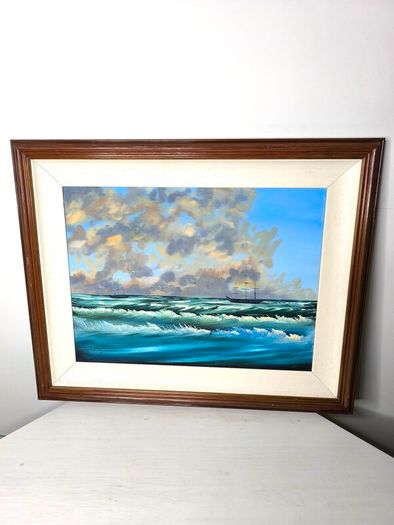 Seascape Oil on Canvas Painting 32/26in