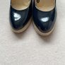Navy patent leather wedge shoes Image 8