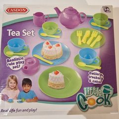Casdon Little Cook Tea Set 32 Piece Kids Tea Party Playset Cups Plates Toy NEW