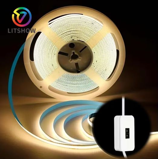 10M LITSHOW Motion Sensor LED Strip Light, USB Powered Auto On/Off Switch, Adjustable Brightness White And Warm Light,