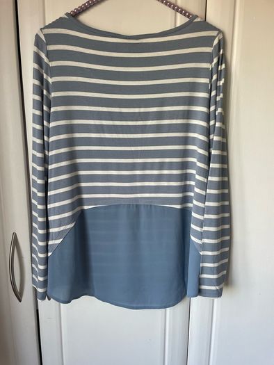 top Bnwt long sleeve striped top with chiffon detail