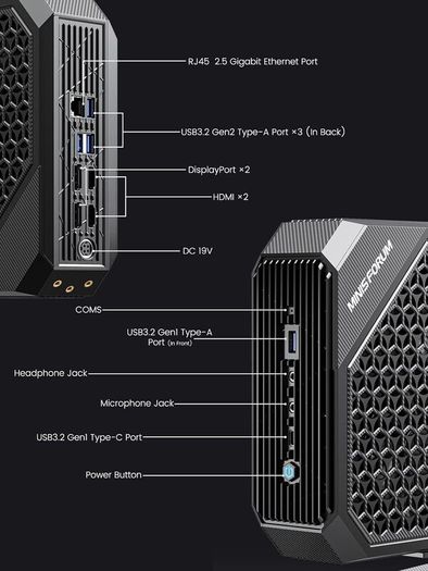 Minis Forum Hx90g Mini Gaming Pc, Amd Ryzen 9 5900hx 8 Core Cpu 32gb Ram/ 1tb Ssd With Amd Radeon Rx 6600m Mini Desktop Computer, Windows 11 Pro, Hdmi Ports X2/ Dp X2, Wifi 6e, Bt5.2, Usb 3.2 X5