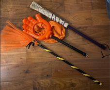 Halloween Witch brooms and monster hand
