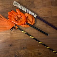 Halloween Witch brooms and monster hand