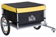 Bicycle Cargo Trailer, Two-Wheel Bicycle Large Cargo Wagon Trailer Oxford Fabric, Folding Storage, &amp; Removable Cover, Yellow