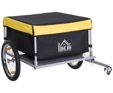 Bicycle Cargo Trailer, Two-Wheel Bicycle Large Cargo Wagon Trailer Oxford Fabric, Folding Storage, & Removable Cover, Yellow